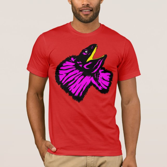 Stylized Neon Rosa Frilled-nacke Lizard T Shirt (Framsida)