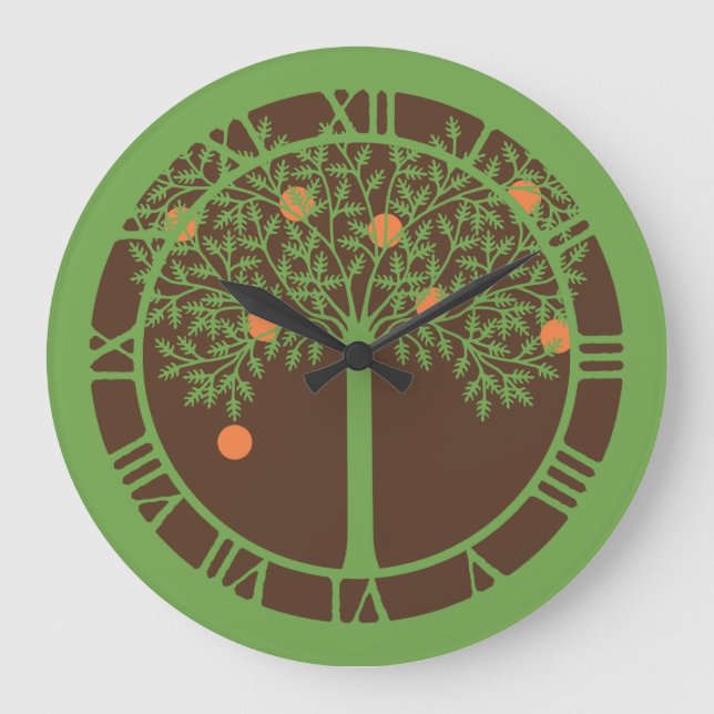 Stylized orange träd stor klocka (Framsida)