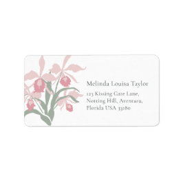 Stylized orchid Cattleya dusty pink address labels Adressetikett
