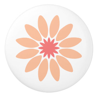 Stylized Peach Daisy with Coral Center Knopp