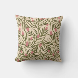 Stylized pink bell-shaped floral pattern kudde