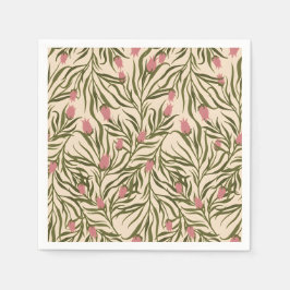 Stylized pink bell-shaped floral pattern pappersservett