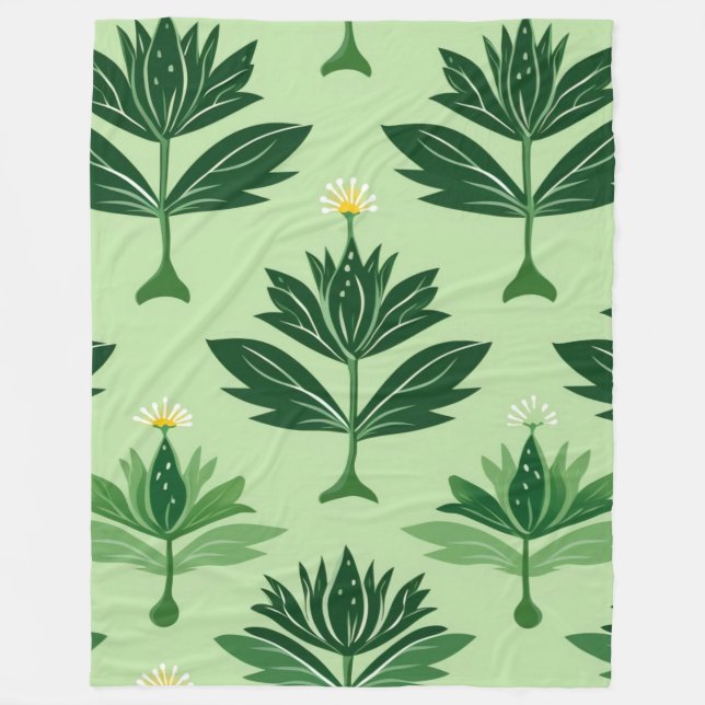 Stylized Plant Pattern – Harmony in Green Fleecefilt (Framsidan)
