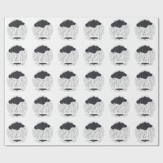 Stylized Rain Cloud with Falling Rain and Puddle Presentpapper
