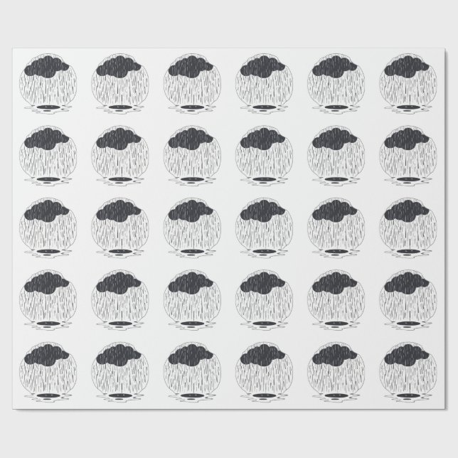 Stylized Rain Cloud with Falling Rain and Puddle Presentpapper (Platt)