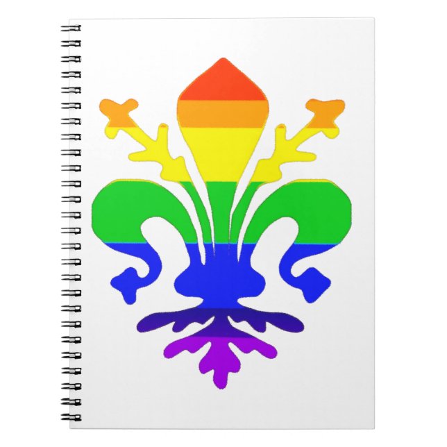 Stylized Rainbow Fleur de Lis Anteckningsbok (Framsidan)