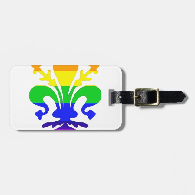 Stylized Rainbow Fleur de Lis Bagagebricka (Horisontell Framsida)