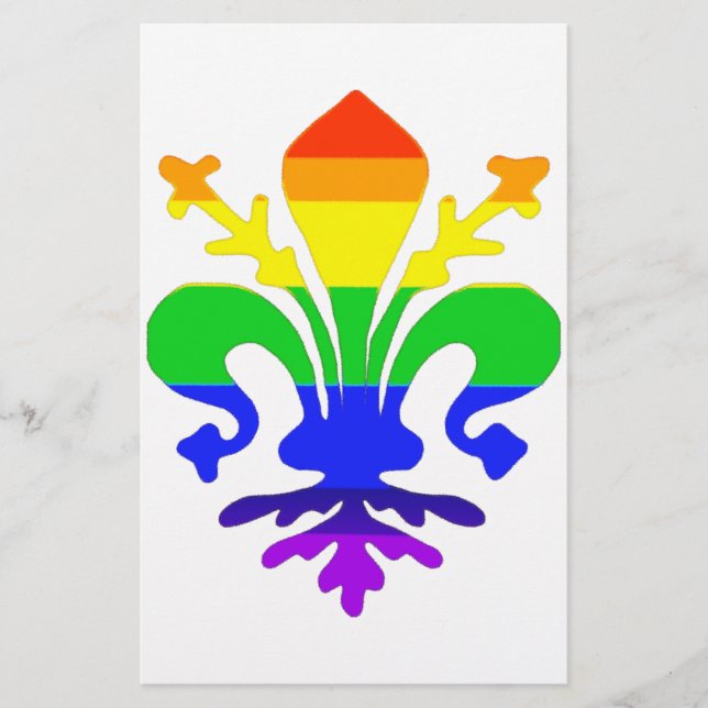 Stylized Rainbow Fleur de Lis Brevpapper (Framsida)