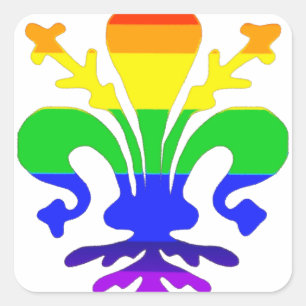 Stylized Rainbow Fleur de Lis Fyrkantigt Klistermärke