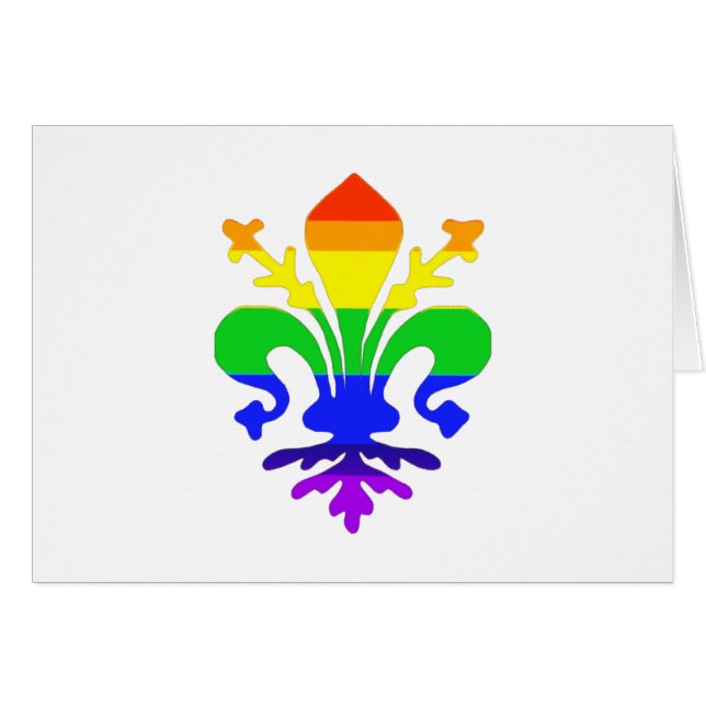 Stylized Rainbow Fleur de Lis Hälsningskort (Framsidan Horizontal)