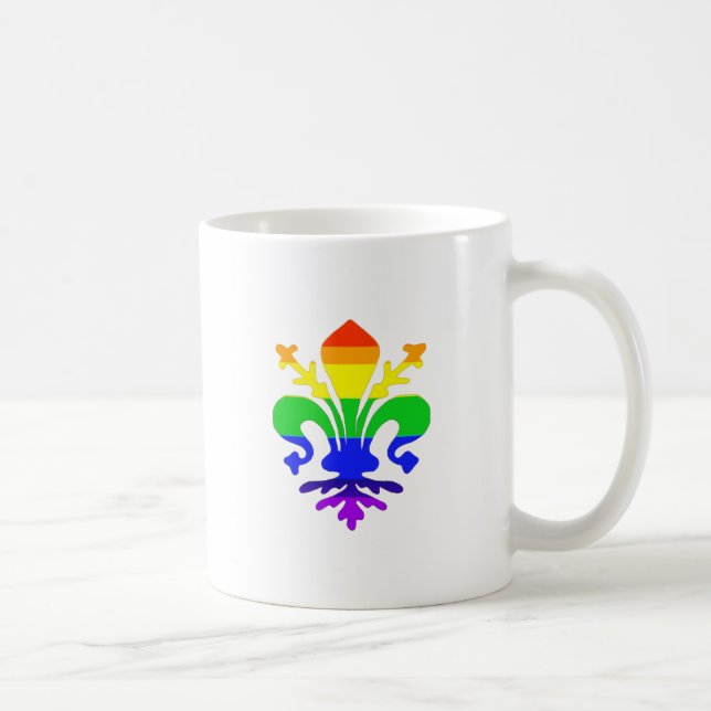 Stylized Rainbow Fleur de Lis Kaffemugg (Höger)