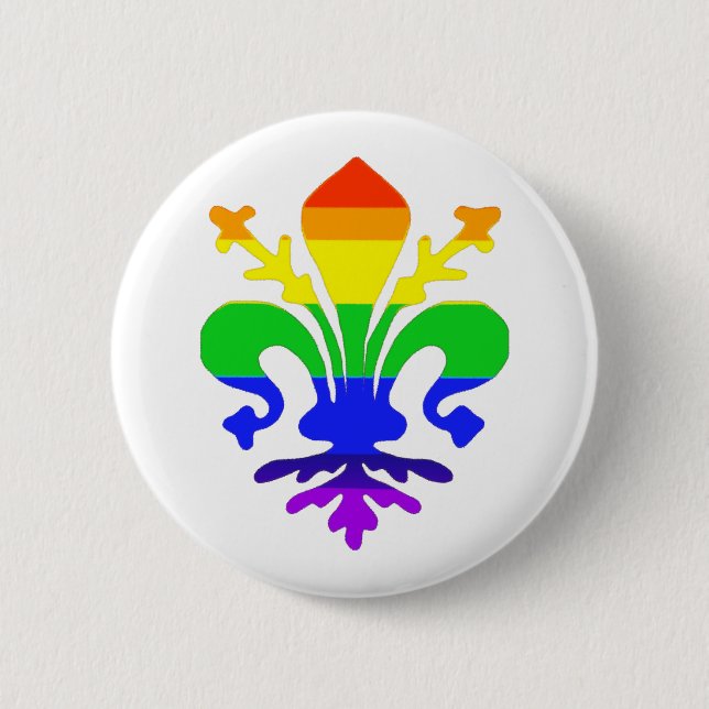 Stylized Rainbow Fleur de Lis Knapp (Framsida)