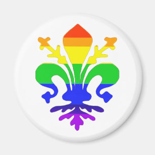 Stylized Rainbow Fleur de Lis Magnet