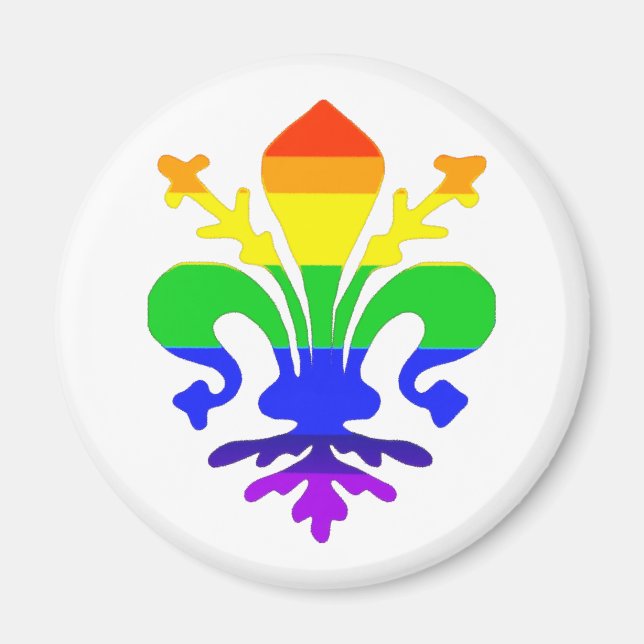 Stylized Rainbow Fleur de Lis Magnet (Framsidan)