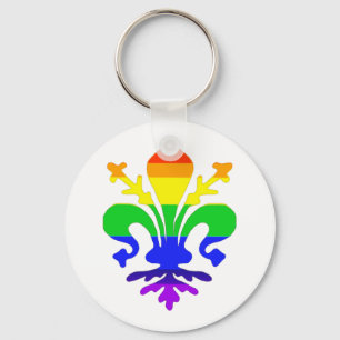 Stylized Rainbow Fleur de Lis Nyckelring