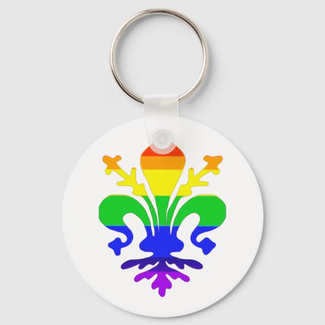 Stylized Rainbow Fleur de Lis Nyckelring (Framsida)