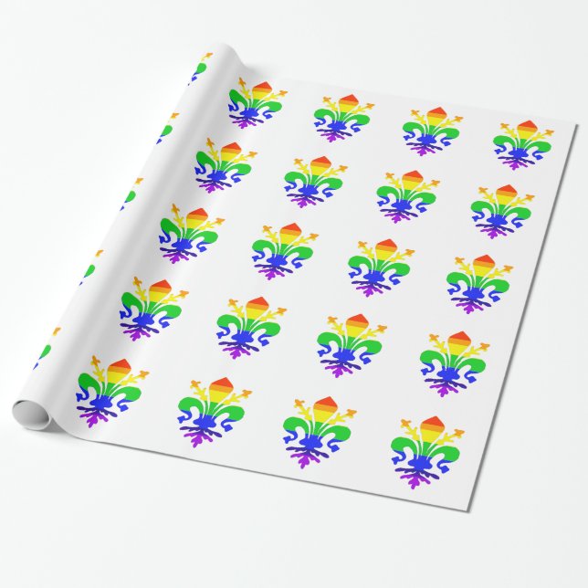 Stylized Rainbow Fleur de Lis Presentpapper (Utrullad)