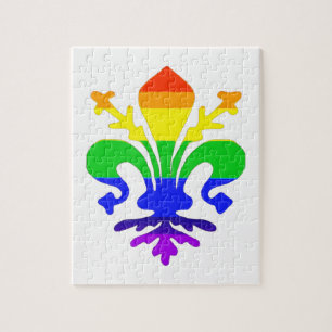 Stylized Rainbow Fleur de Lis Pussel