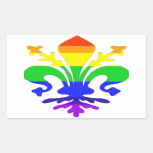 Stylized Rainbow Fleur de Lis Rektangulärt Klistermärke