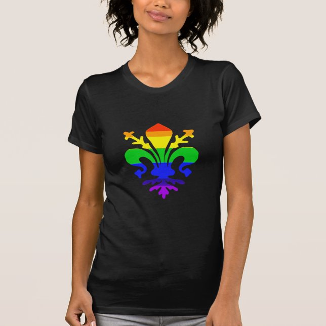 Stylized Rainbow Fleur de Lis T-shirt (Framsida)