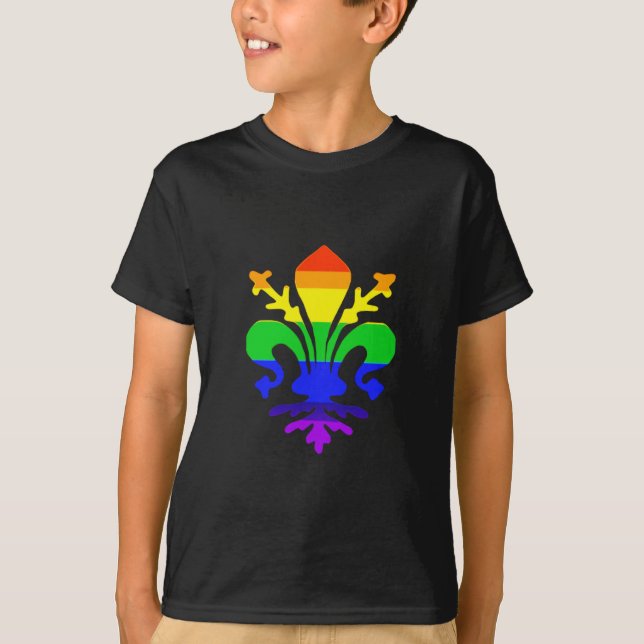 Stylized Rainbow Fleur de Lis T-shirt (Framsida)