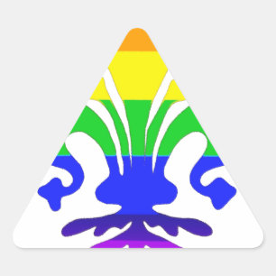 Stylized Rainbow Fleur de Lis Triangelformat Klistermärke