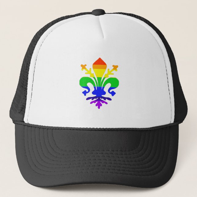 Stylized Rainbow Fleur de Lis Truckerkeps (Framsida)