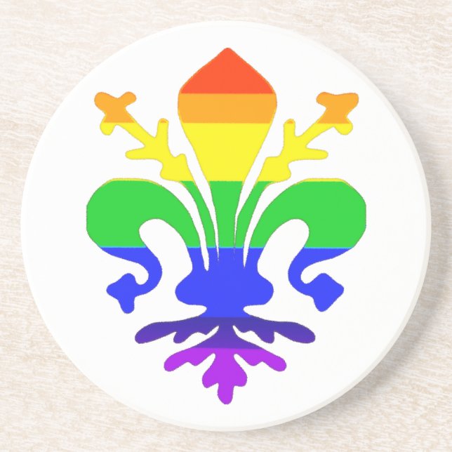 Stylized Rainbow Fleur de Lis Underlägg Sandsten (Framsidan)