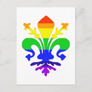 Stylized Rainbow Fleur de Lis Vykort
