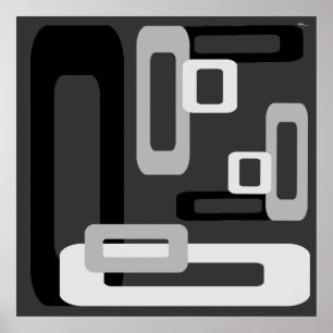 Stylized rektangelgrå färg/svart/vit poster