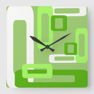 Stylized rektangelgrönt/vit fyrkantig klocka