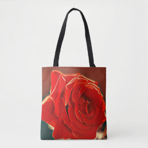 Stylized Röd ros Tote Bag Tygkasse