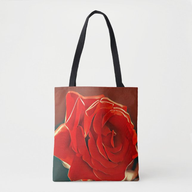 Stylized Röd ros Tote Bag Tygkasse (Framsida)
