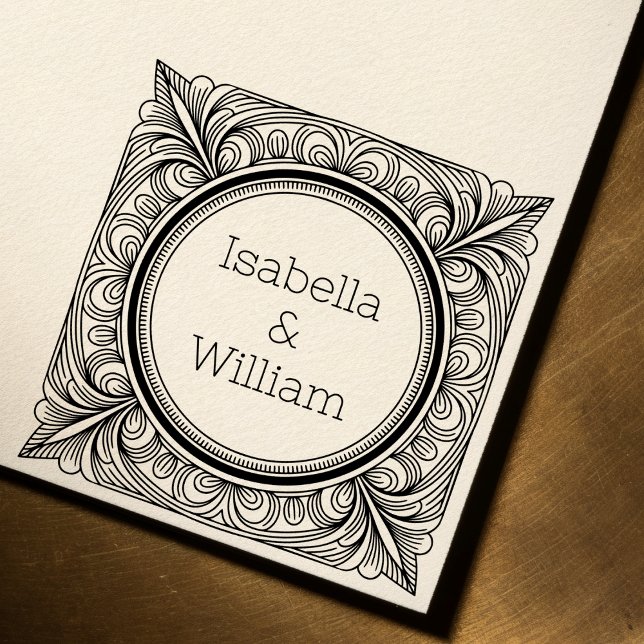 Stylized Scrollwork Couple Self-Inking Stamp Självfärgande Stämpel (Skapare uppladdad)
