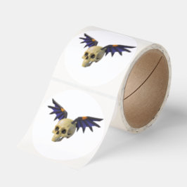 Stylized Skull with Angular Colorful Wings Runt Klistermärke