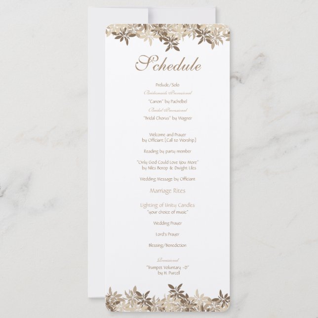 Stylized solbränt och brunt blom- lövschema inbjudningar (Baksida)