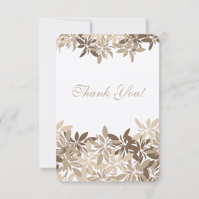 Stylized solbränt och brunt blom- lövtack tack kort (Framsida)