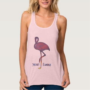 Stylized solnedgångskjorta för skymning Flamingo Linne Med Racerback