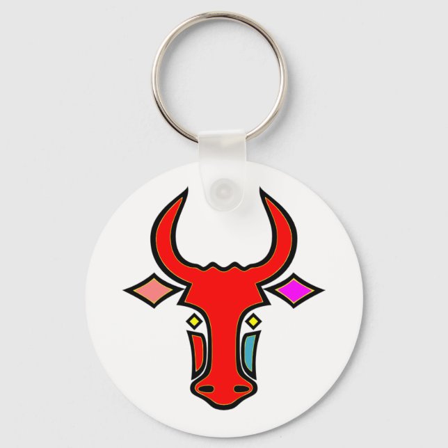 Stylized Texas Longhorn Nyckelring (Framsida)