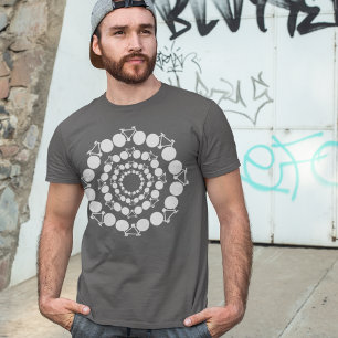 Stylized White Bicycles Mandala T Shirt