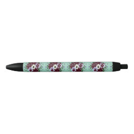 Stylo Botanique Violettes Fond Vert Pâle