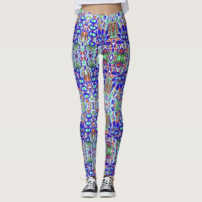 STYLSERAD BLOMMIGT ABSTRAKT 2 LEGGINGS (Framsida)