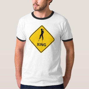 Stylta-Fotgängare korsningen huvudväg underteckn T Shirt