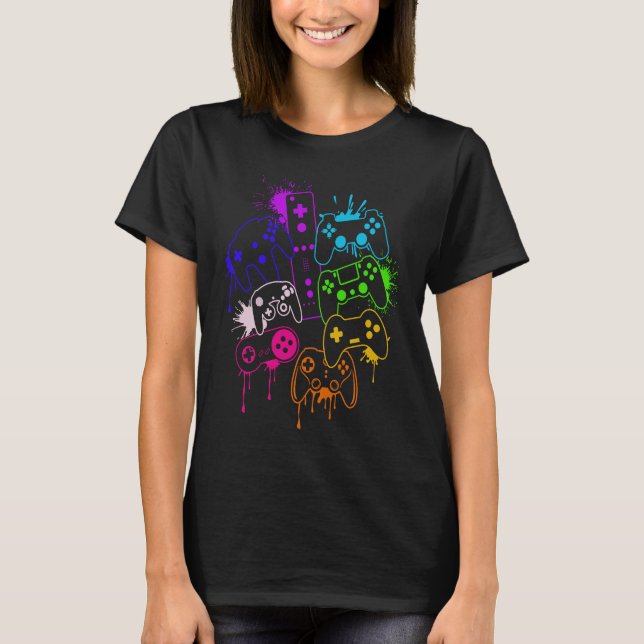 Styr all Sak Video Game Controller 15 T Shirt (Framsida)