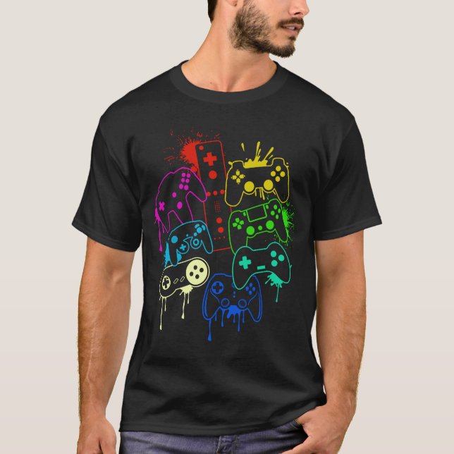 Styr all Sak Video Game Controller 3 T Shirt (Framsida)