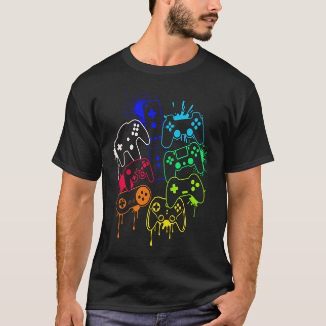 Styr all Sak Video Game Controller 3 T Shirt (Framsida)