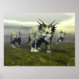 Styracosaurus dinosaurs - 3D-rendering Poster