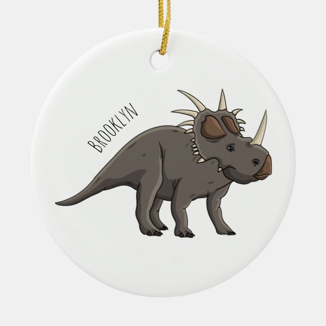 Styracosaurus-illustration av tecknaden julgransprydnad keramik (Framsidan)