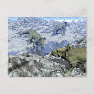 Styracosaurus nära vatten - 3D-rendering Vykort