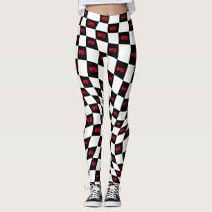 styrd röd svart- och vit tävling-styrspåret leggings